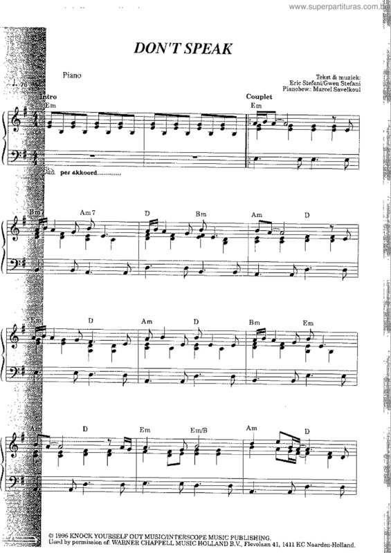 Partitura da música Don`t Speak v.2