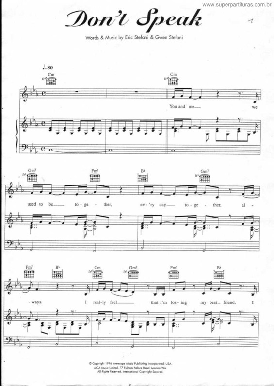 Partitura da música Don`t Speak v.3