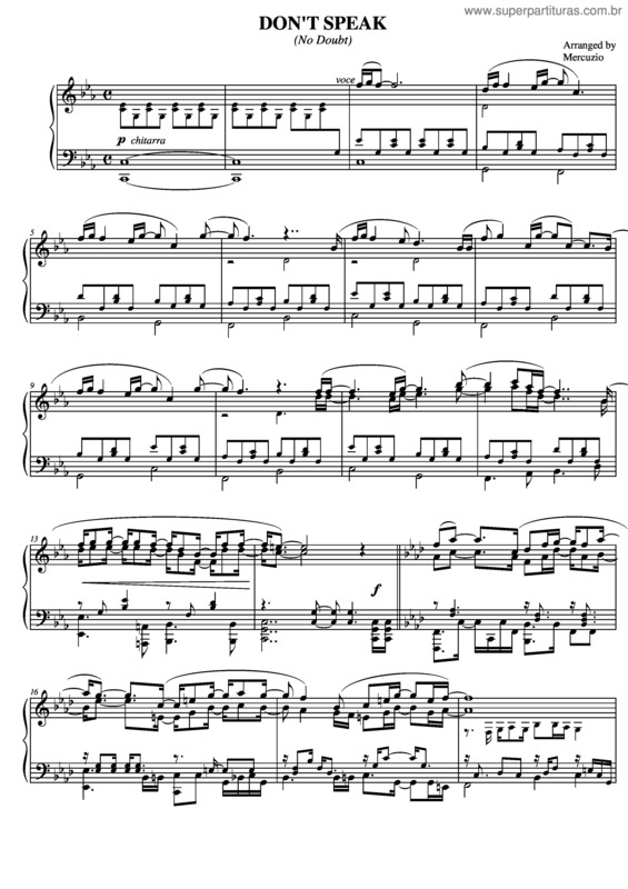 Partitura da música Don`t Speak