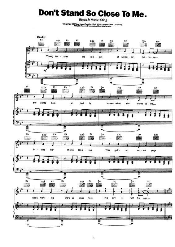 Partitura da música Don´t Stand So Close To Me