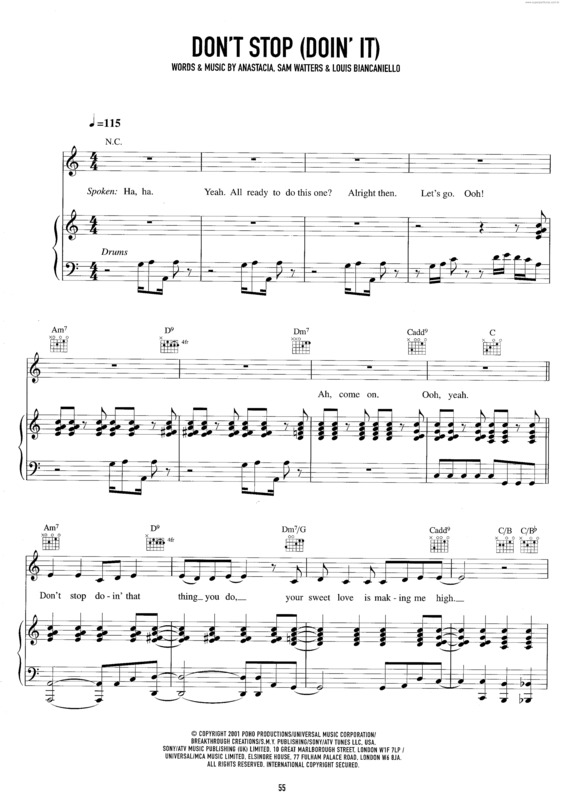 Partitura da música Don`t Stop (Doin` It)