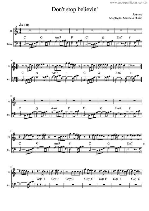 Partitura da música Don`T Stop Believin` – Journey