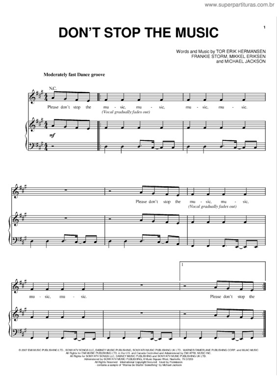 Partitura da música Don`t Stop The Music v.3