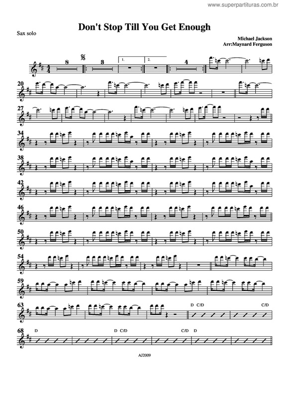 Partitura da música Don't Stop Till You Get Enough v.2