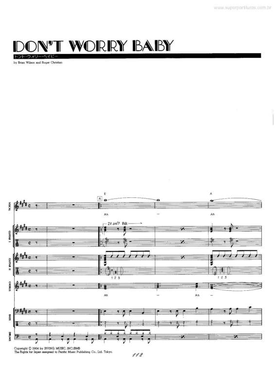 Partitura da música Don`t Worry Baby