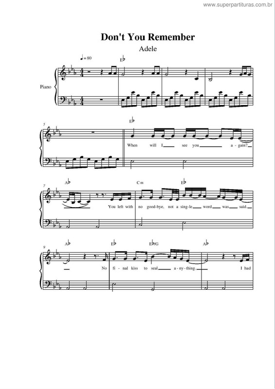 Partitura da música Don`t You Remember v.3