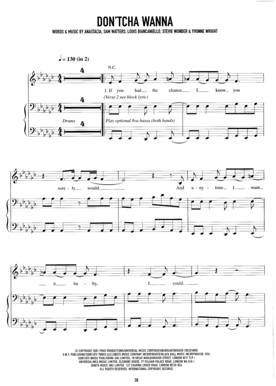 Partitura da música Don`tcha Wanna