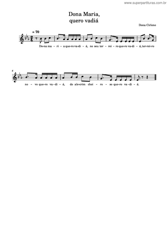 Partitura da música Dona Maria, Quero Vadiá Dona Maria Quero Vadiá