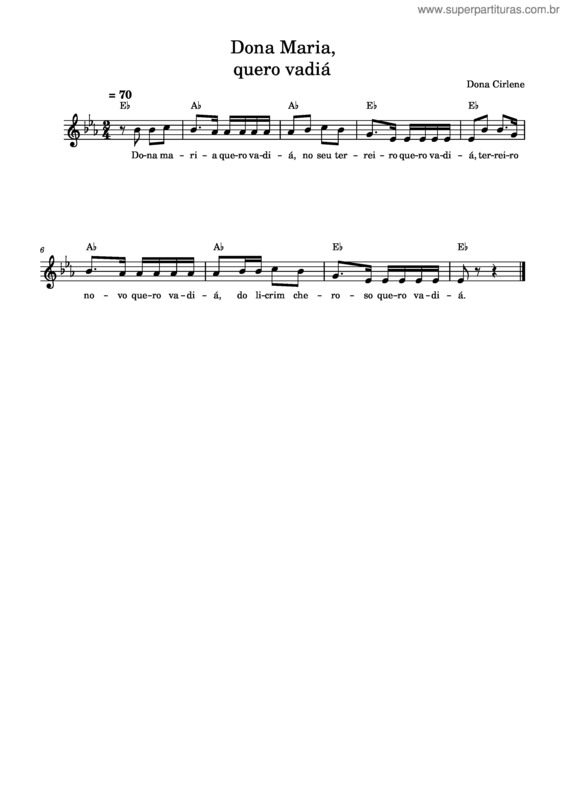Partitura da música Dona Maria Quero Vadiá  Cifrado