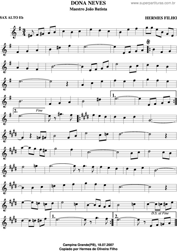 Partitura da música Dona Neves v.2