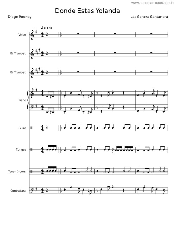 Partitura da música Donde Estas Yolanda v.3