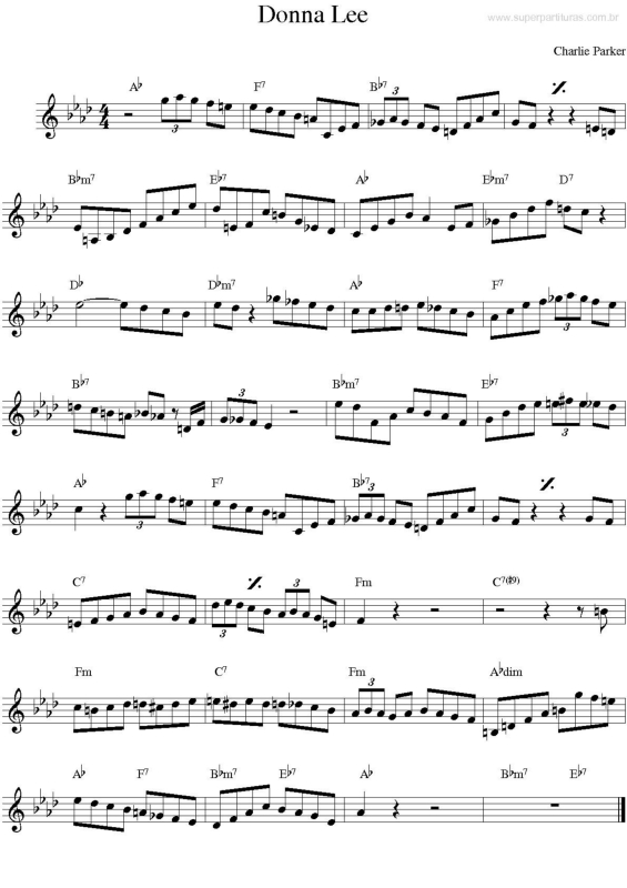 Partitura da música Donna Lee