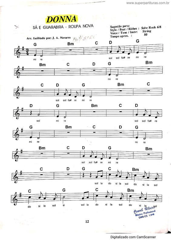 Partitura da música Donna