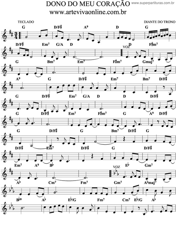 Partitura da música Dono Do Meu Coração v.2