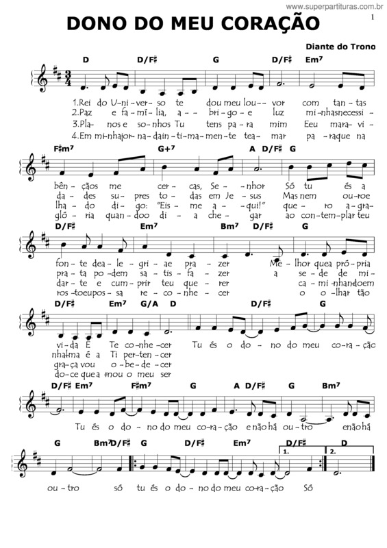 Partitura da música Dono Do Meu Coração v.3