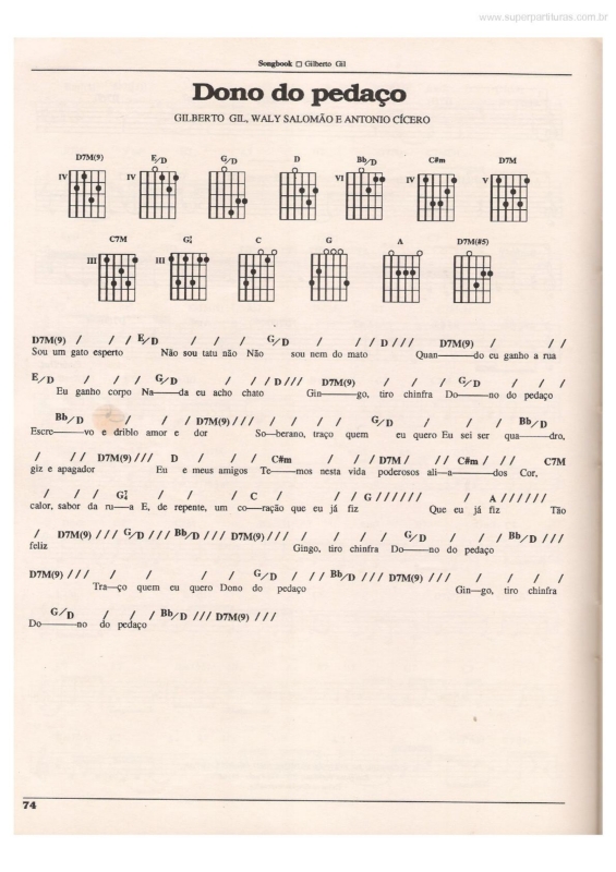 Partitura da música Dono do Pedaço