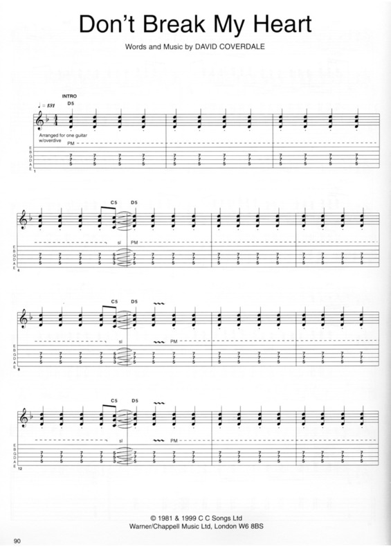 Partitura da música Dont Break My Heart Again