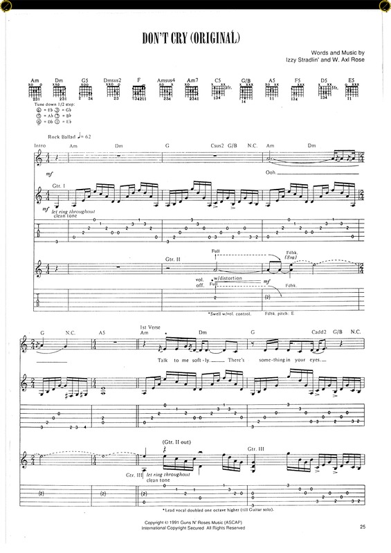 Partitura da música Dont Cry