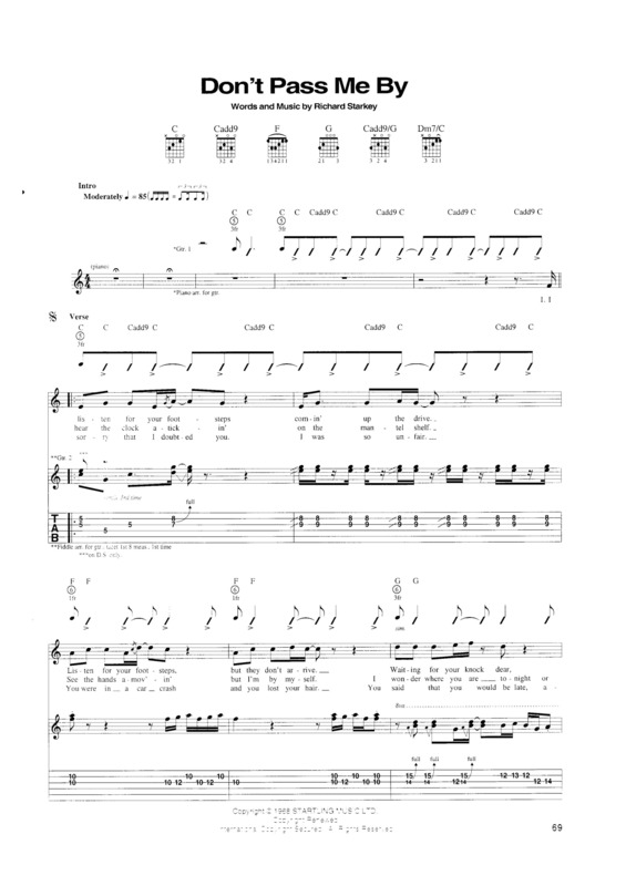 Partitura da música Dont Pass Me By