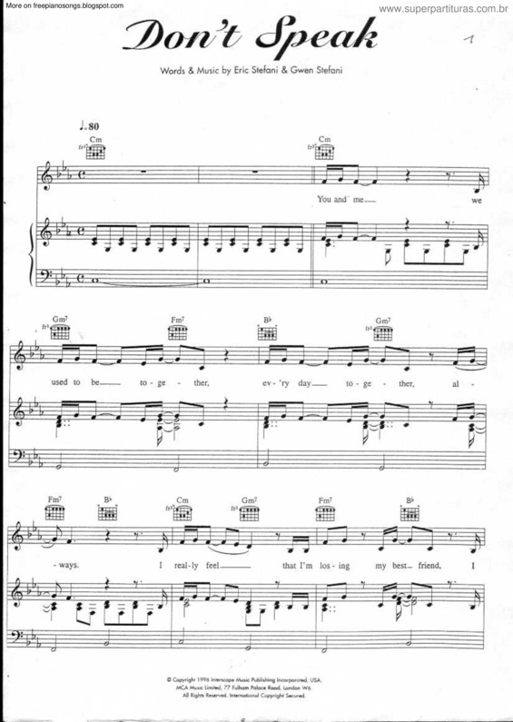 Partitura da música Dont Speak