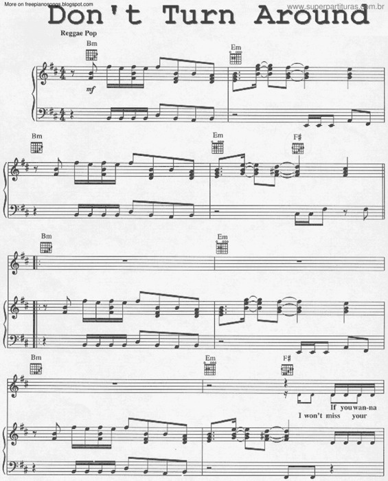 Partitura da música Dont Turn Around v.2