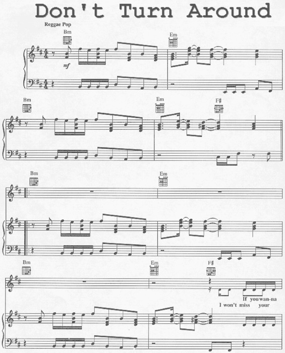 Partitura da música Dont Turn Around