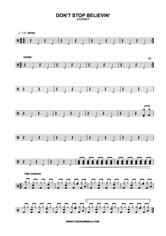 Partitura da música Don’t Stop Believin’