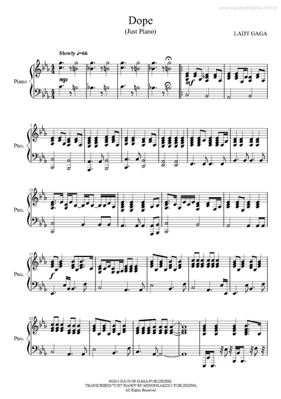 Partitura da música Dope