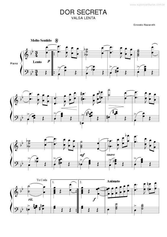 Partitura da música Dor Secreta v.2