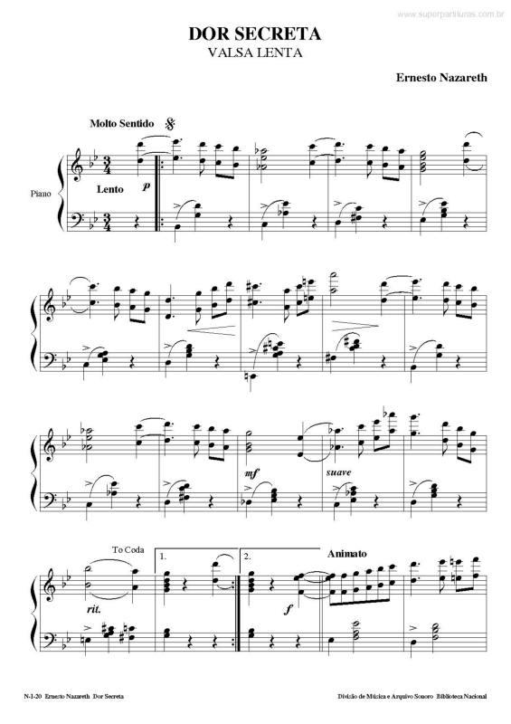 Partitura da música Dor Secreta