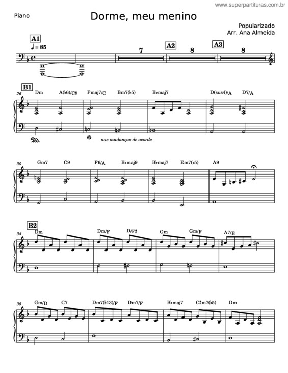 Partitura da música Dorme, Meu Menino – Misc Traditional