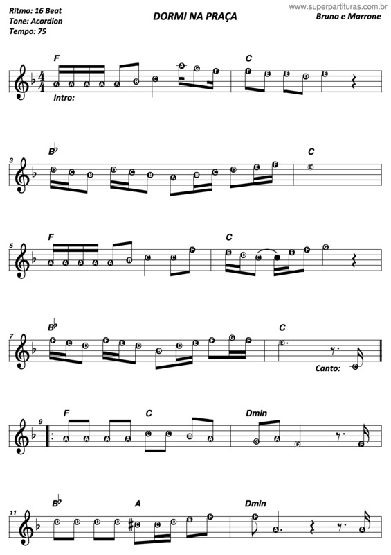 Partitura da música Dormi Na Praça v.4