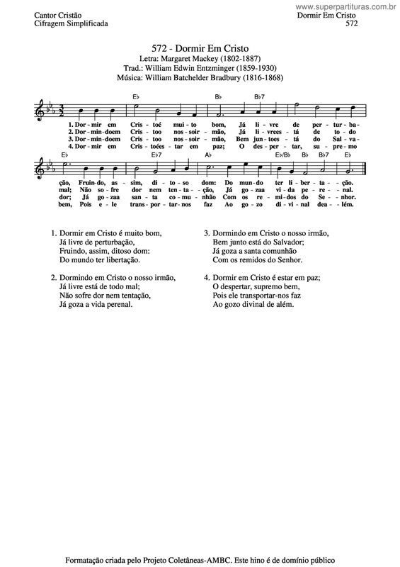 Partitura da música Dormir Em Cristo