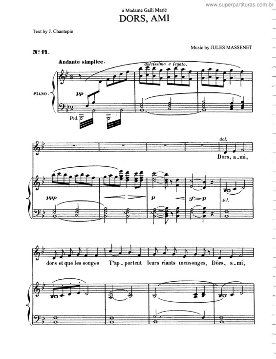 Partitura da música Dors, Ami