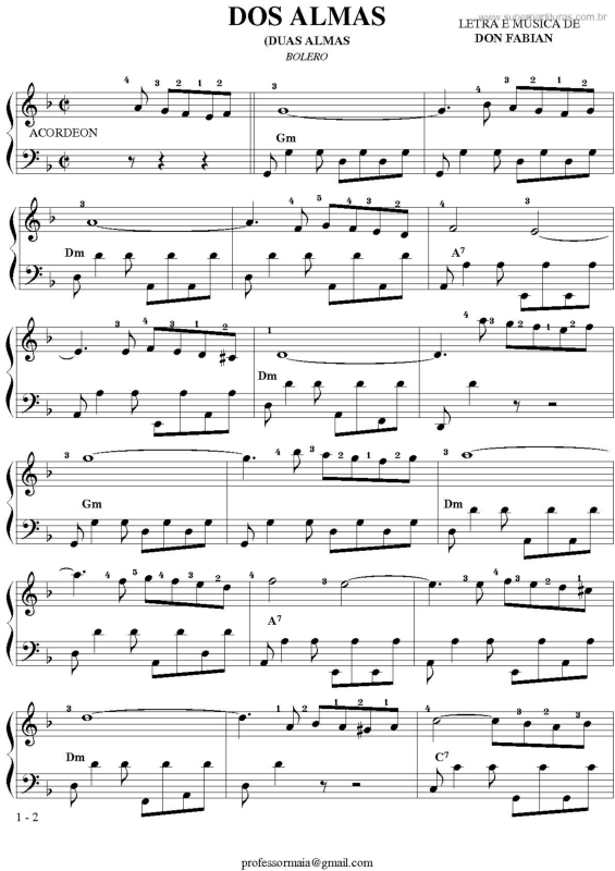Partitura da música Dos Almas v.2