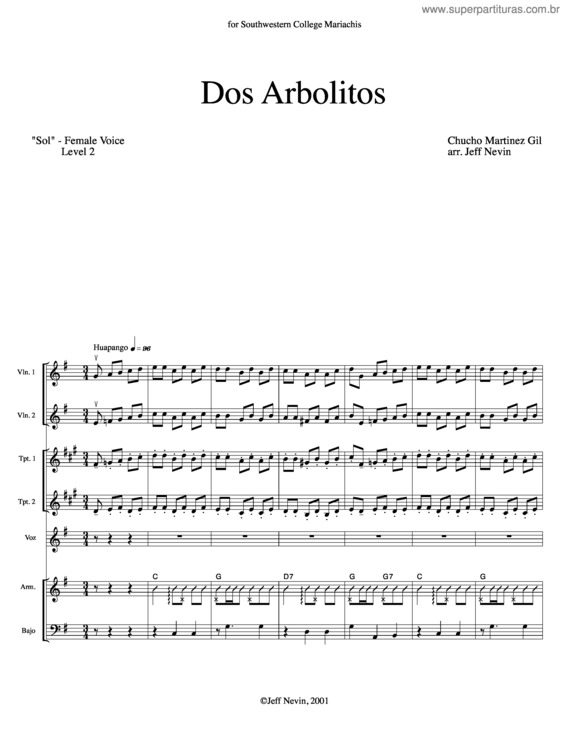 Partitura da música Dos Arbolitos