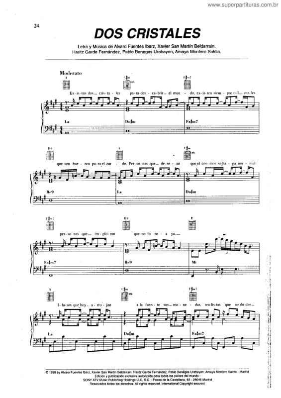 Partitura da música Dos Cristales