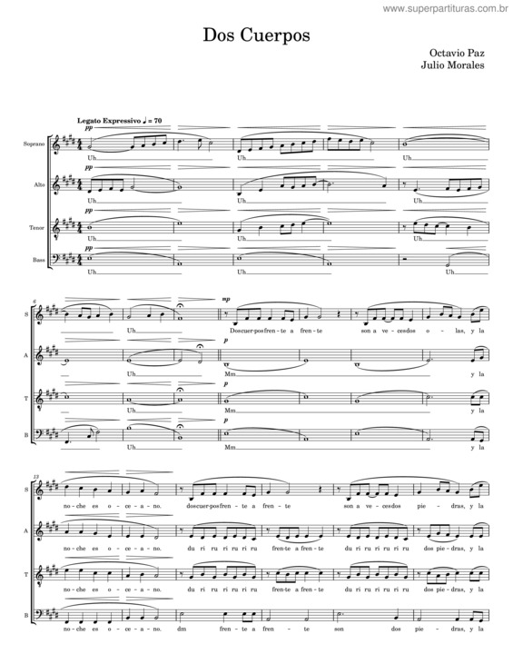 Partitura da música Dos Cuerpos – Octavio Paz/ Julio Morales