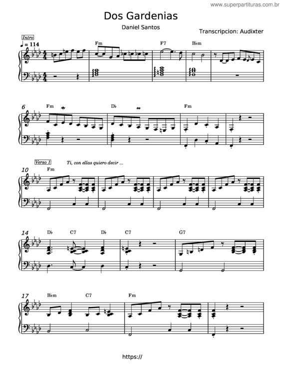 Partitura da música Dos Gardenias – Daniel Santos