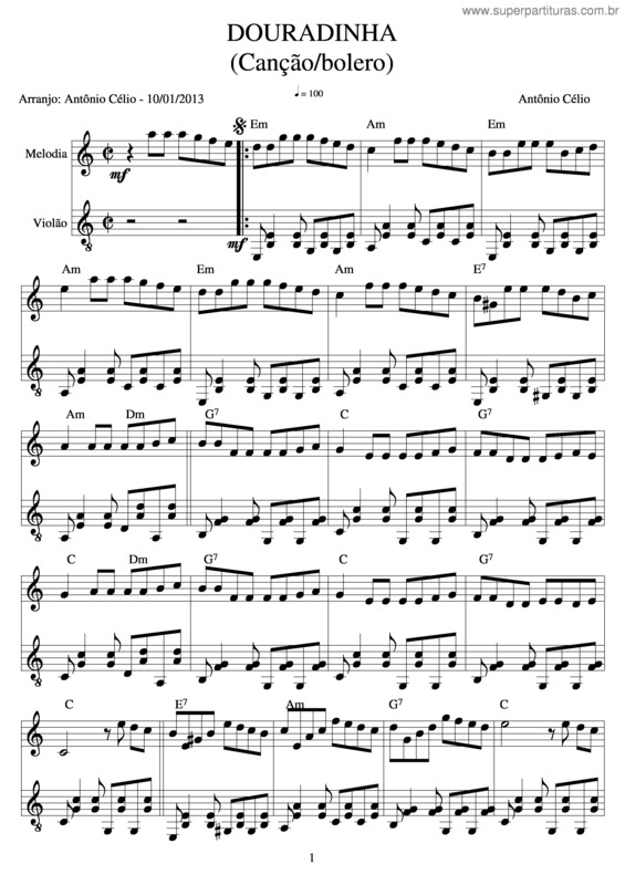 Partitura da música Douradinha