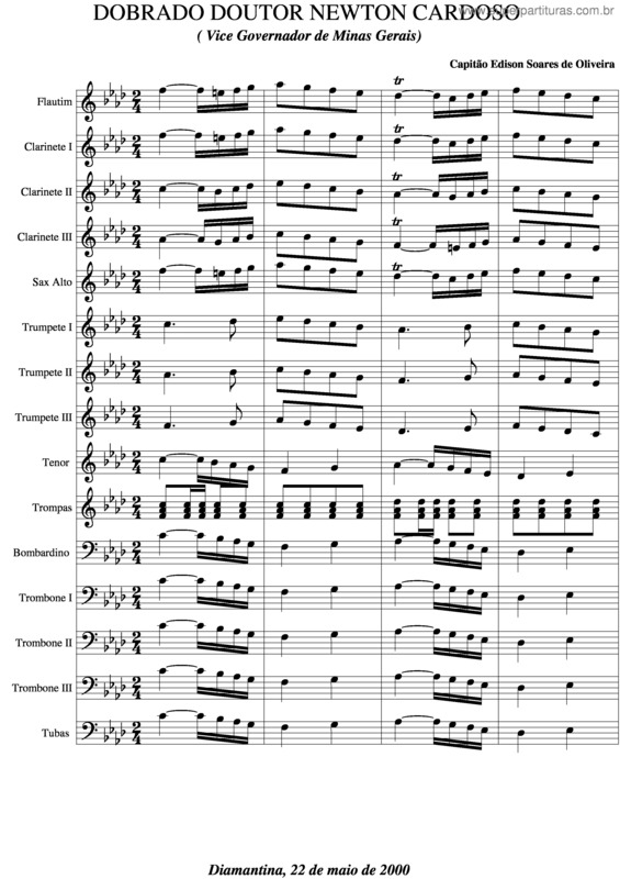 Partitura da música Doutror Newton Cardoso