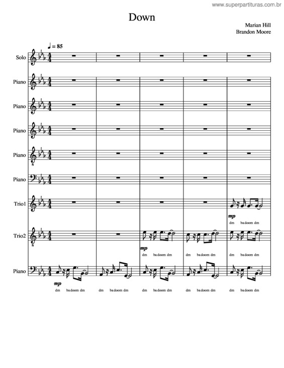 Partitura da música Down – Marian Hill v.2