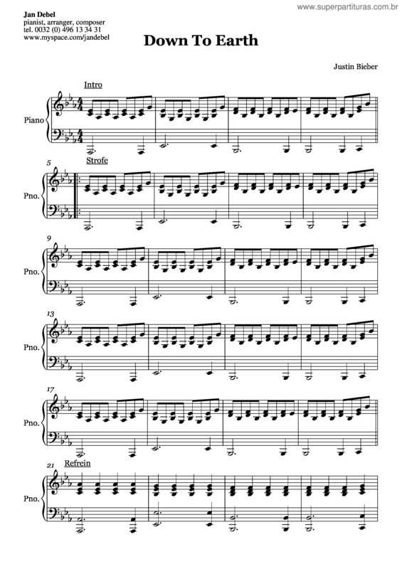 Partitura da música Down To Earth