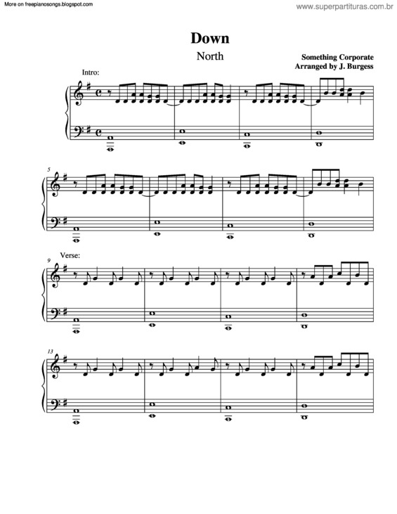 Partitura da música Down