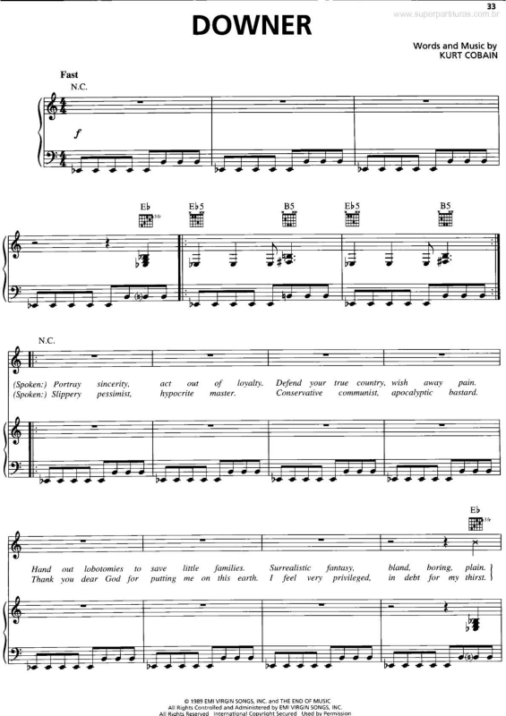 Partitura da música Downer v.2