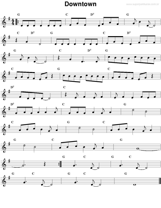 Partitura da música Downtown