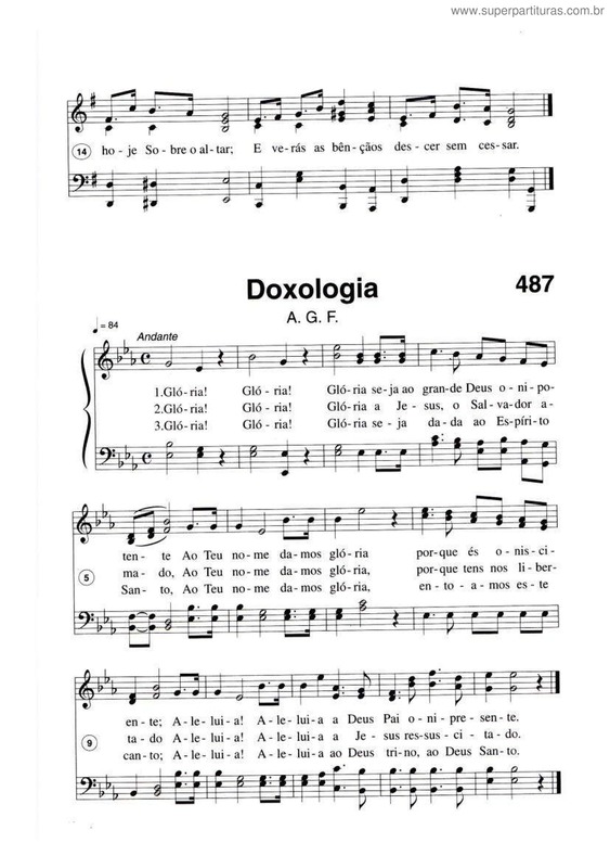 Partitura da música Doxologia v.2