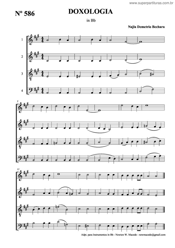 Partitura da música Doxologia v.3