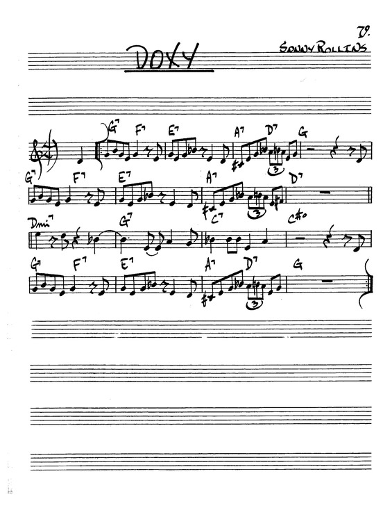 Partitura da música Doxy