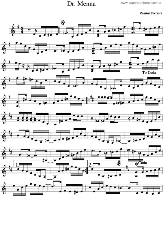 Partitura da música Dr. Menna